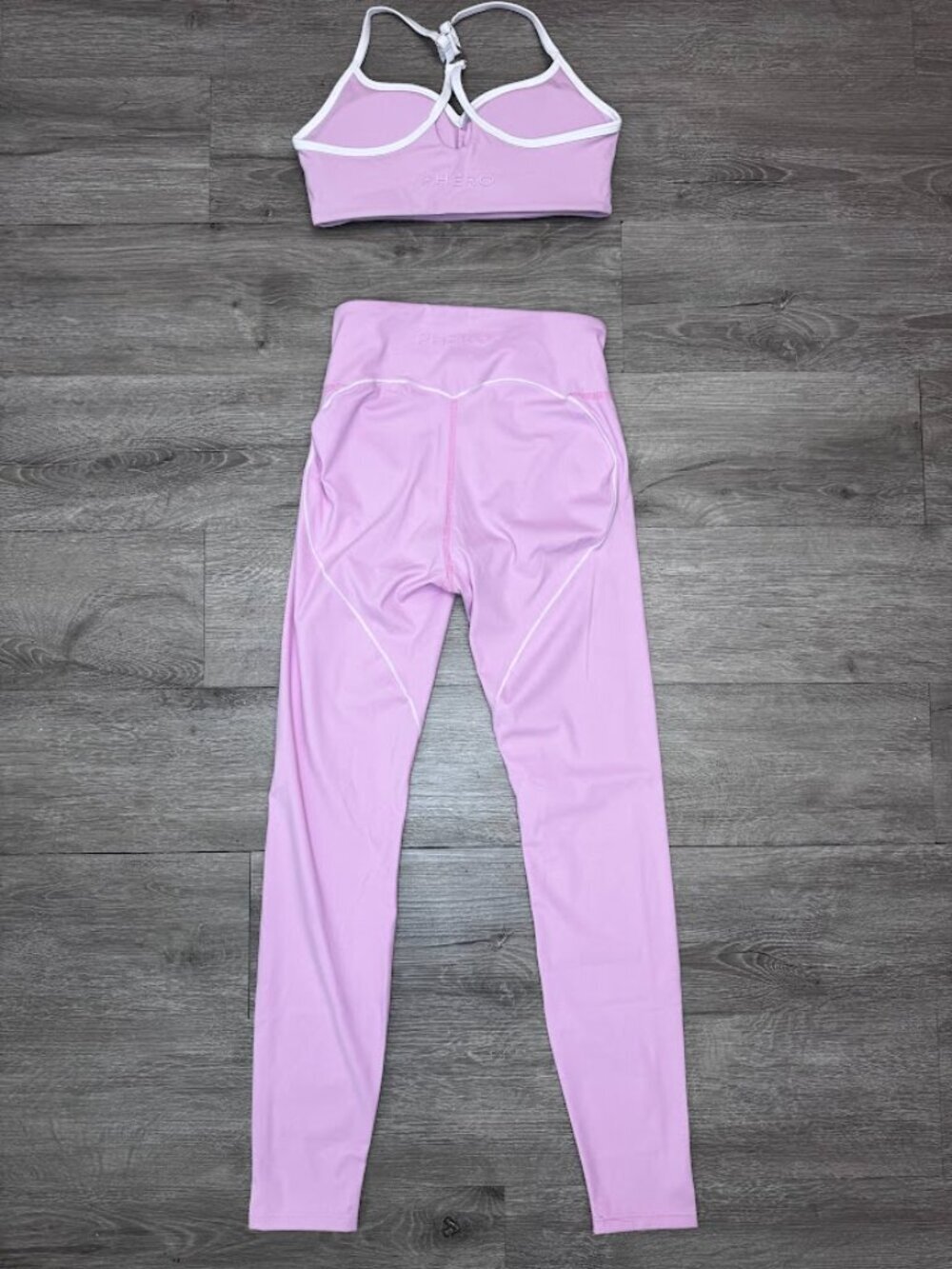 Baby Pink High Waist Heart Seam Leggings Activewear Set Small